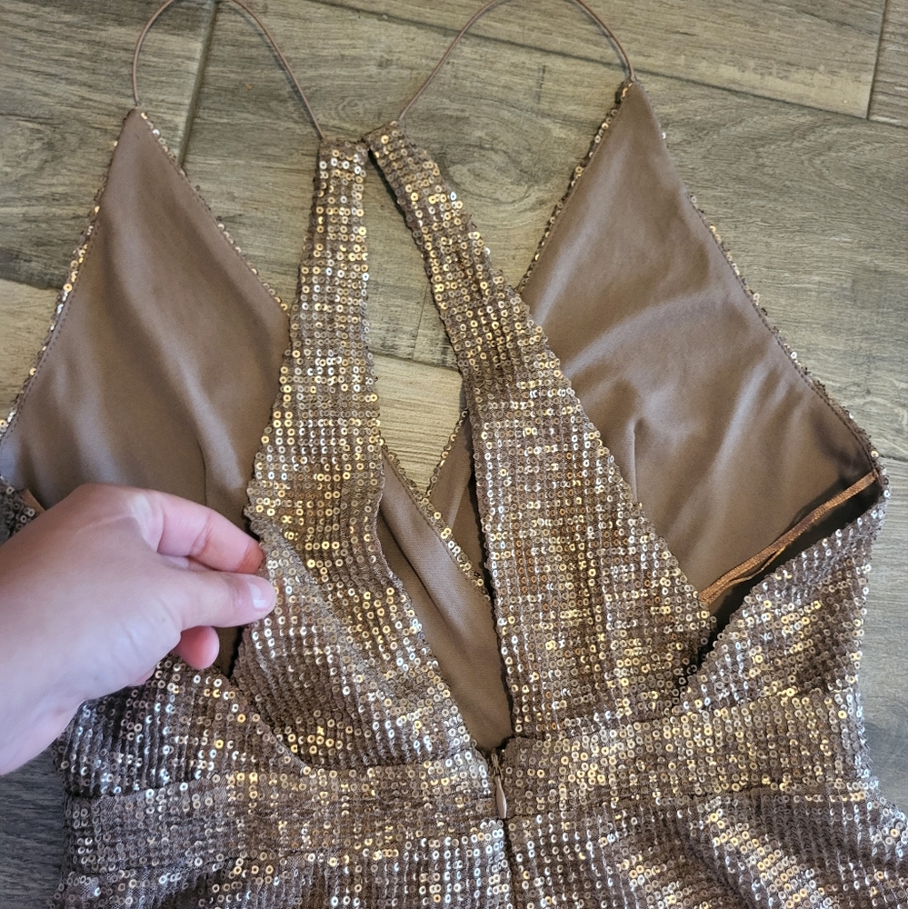 Astr The Label Gold Sequin Romper Size Small - image 4
